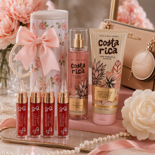 Bath & Body Works Costa Rica Gift Set with Handbag and Lip Oils