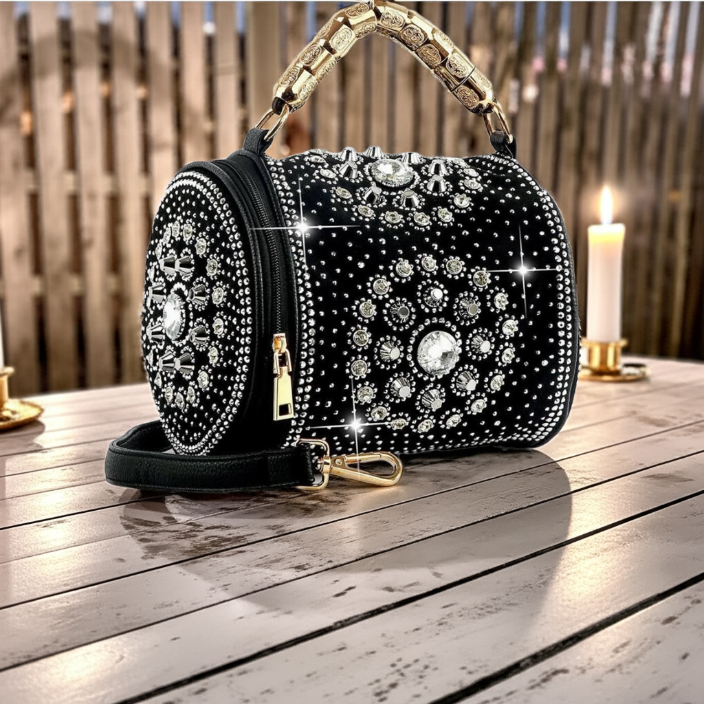 Rhinestone Studded Petite Fashion Handbag