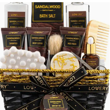 Men's Gift Set - 14Pc Sandalwood Bath Set, Beard Grooming Kit