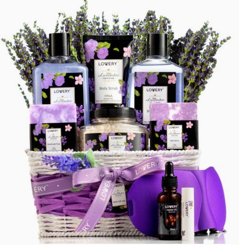 Lavender & Lilac Spa Gift Basket - Aromatherapy Stress Kit