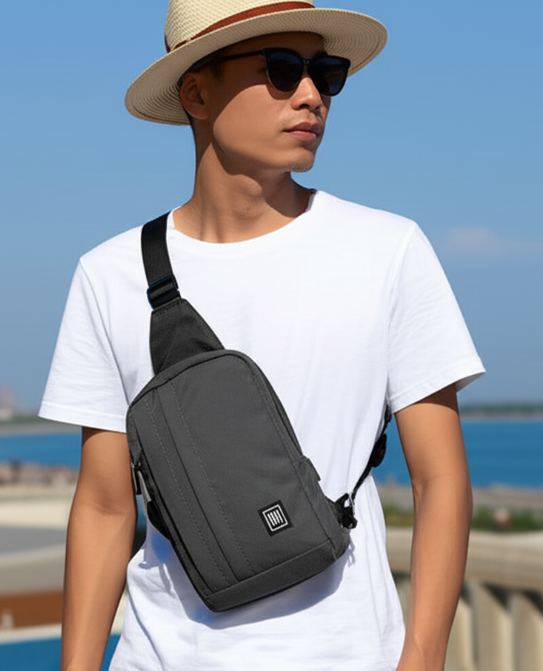 Unisex Charcoal Cross-Body Bag