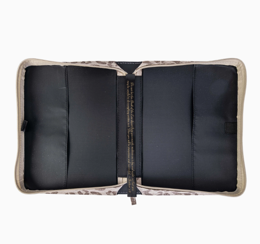 Black pouch with camouflage pattern on a white background