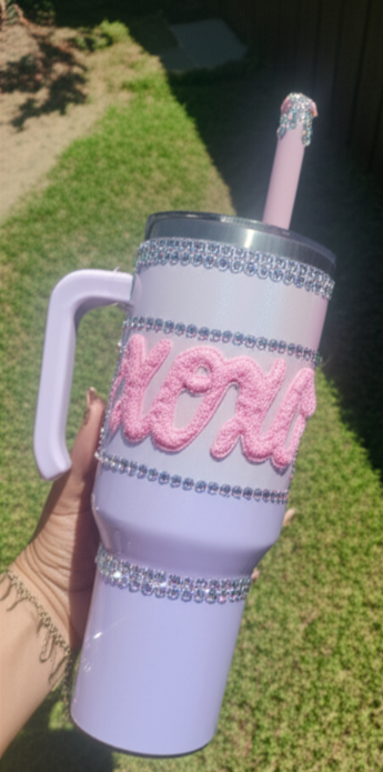 Pink Rhinestone Hugs & Kisses Tumbler