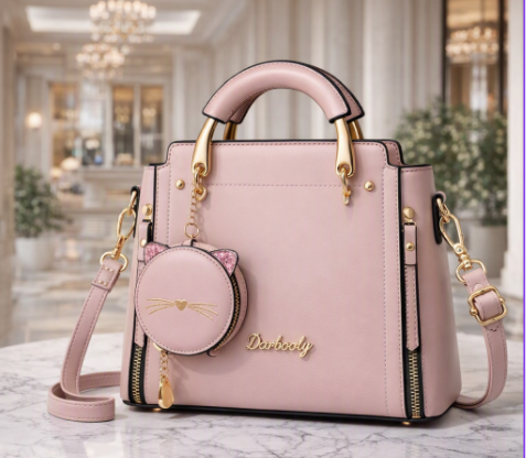 Beautiful Top Handle Satchel with Cat Charm