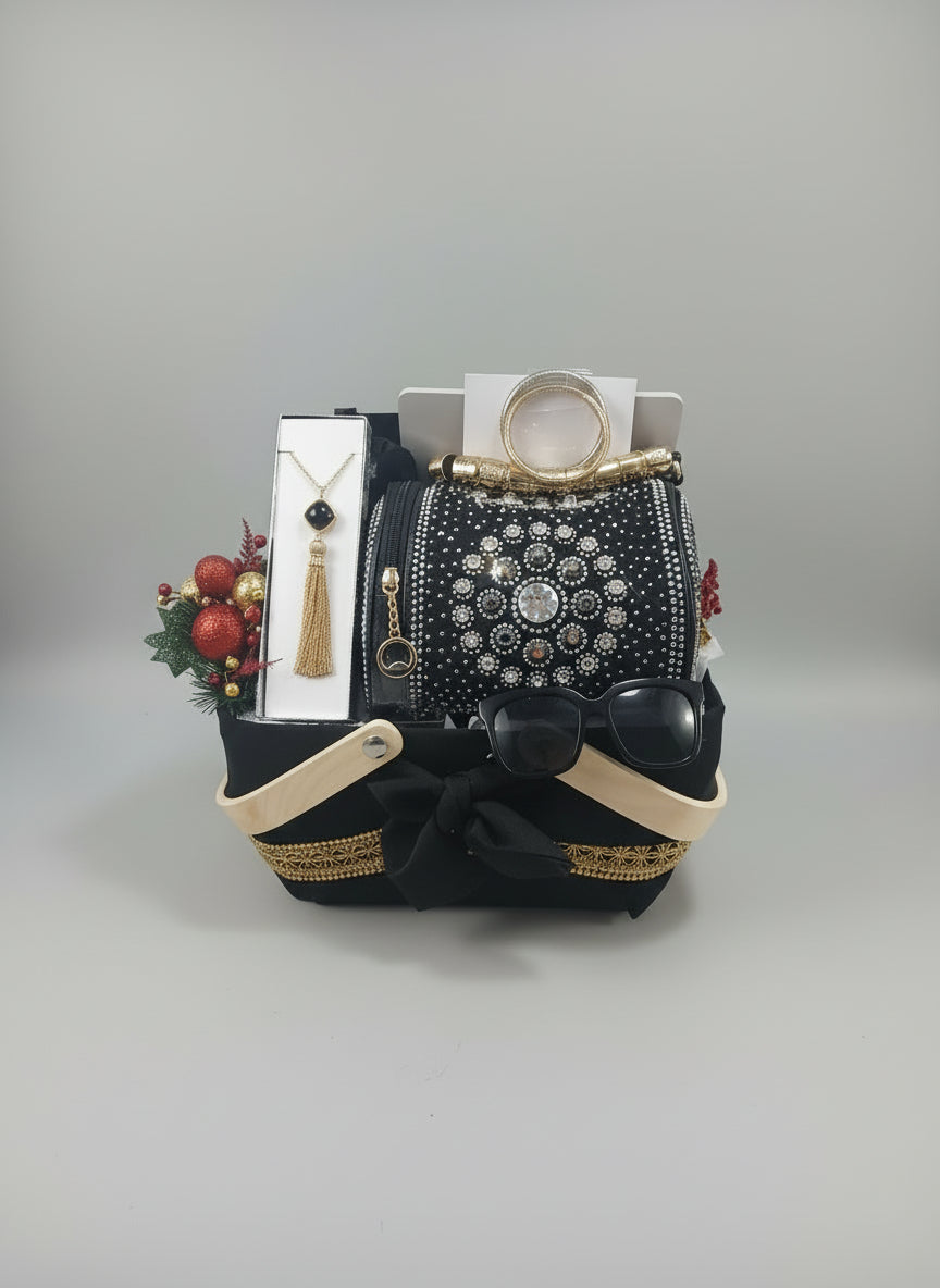 Black, Silver and Gold Luxury Gift Basket - Just Because Gift Baskets