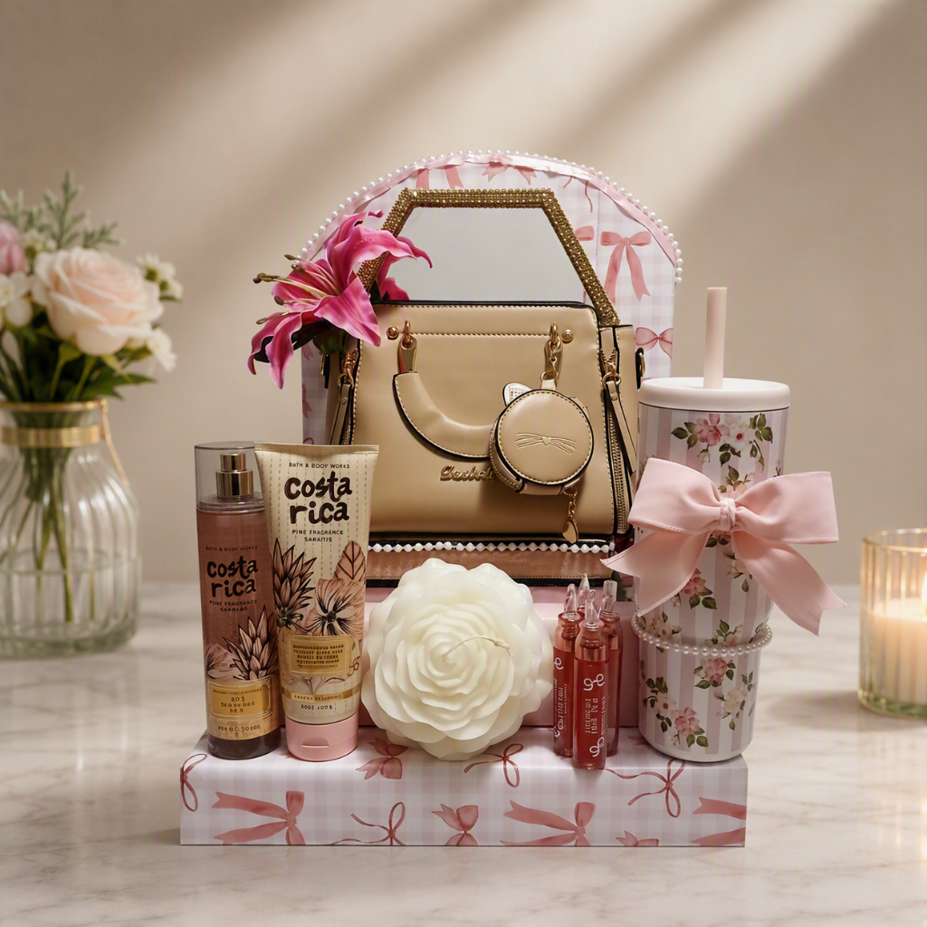 Bath & Body Works Costa Rica Gift Set with Handbag and Lip Oils