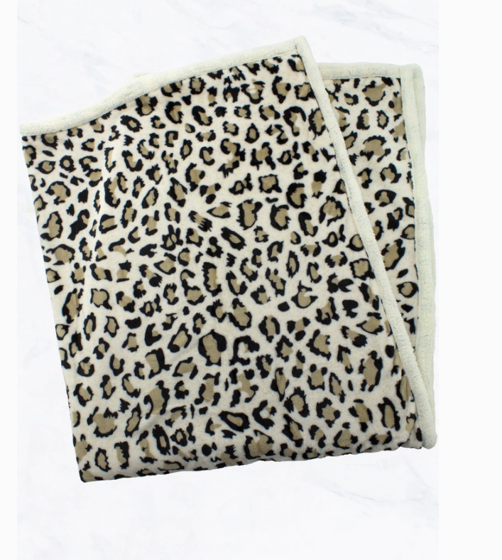 Beige Leopard Pattern Double Layered Warm Blanket - Just Because Gift Baskets