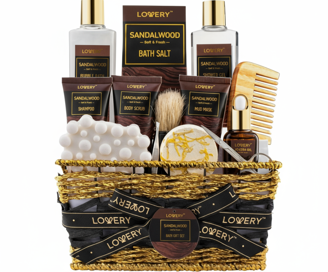 Men's Gift Set - 14Pc Sandalwood Bath Set - Just Because Gift Baskets